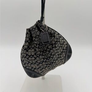 Coach Signature Mini C Drawstring Wristlet Pouch Black Jacquard Y2K